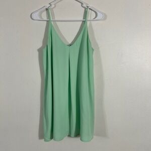 Tobi Top Womens Small Mint Green V-Neck Spaghetti Strap Pleat Summer